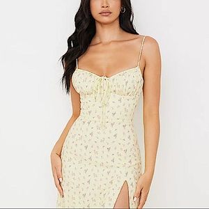 House of CB Carina lemon floral bustier dress